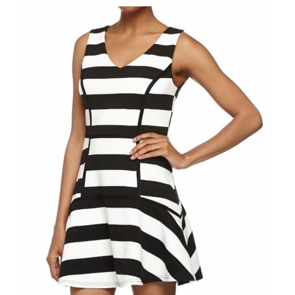 Chic Black and White Striped Dress